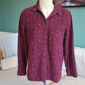 Madewell Burgundy Flannel Button-Up Shirt, Size Medium